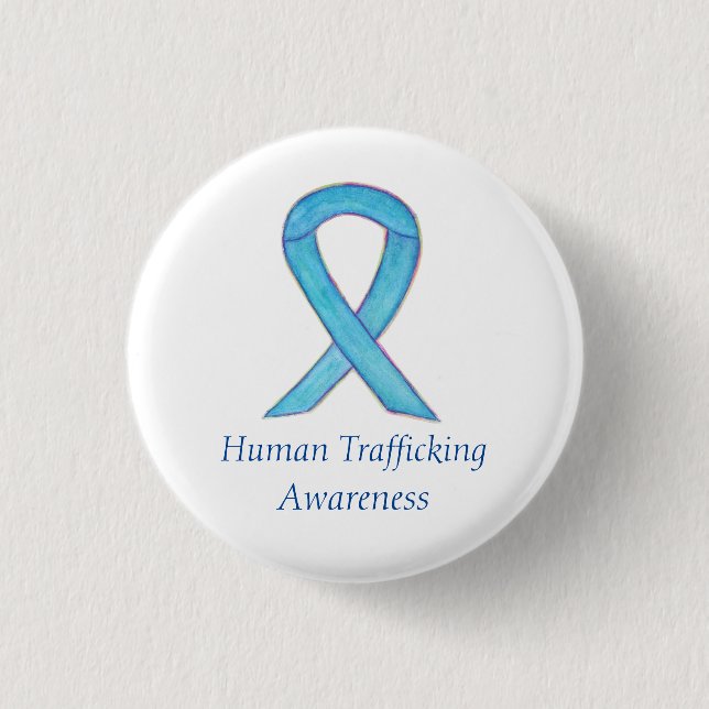 Human Trafficking Awareness Ribbon Custom Pin (Front)