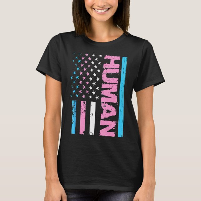Human Trans Ally Flag Proud Lgbt Support Transgend T-Shirt (Front)