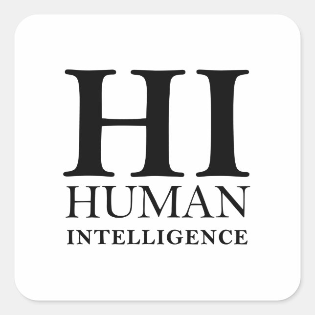 Human vs. AI typographic concept design Square Sticker (Front)