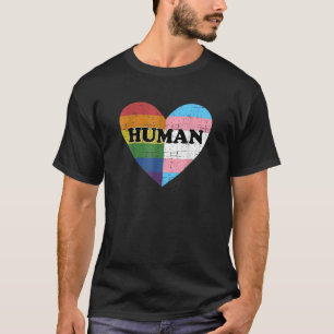 Human with rainbow and transgender flag for pride T-Shirt