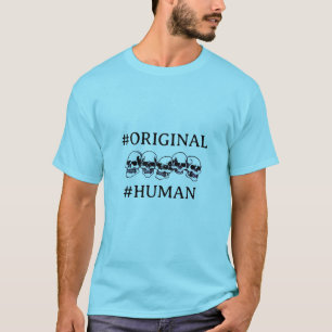 #HUMAN WITH SKULLS IN BLUE T-Shirt