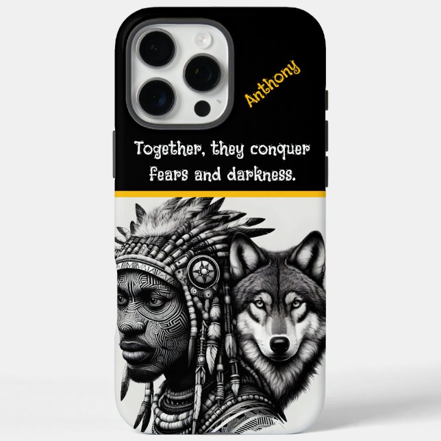 Human-wolf spirit portrait blend Case-Mate iPhone case (Back)