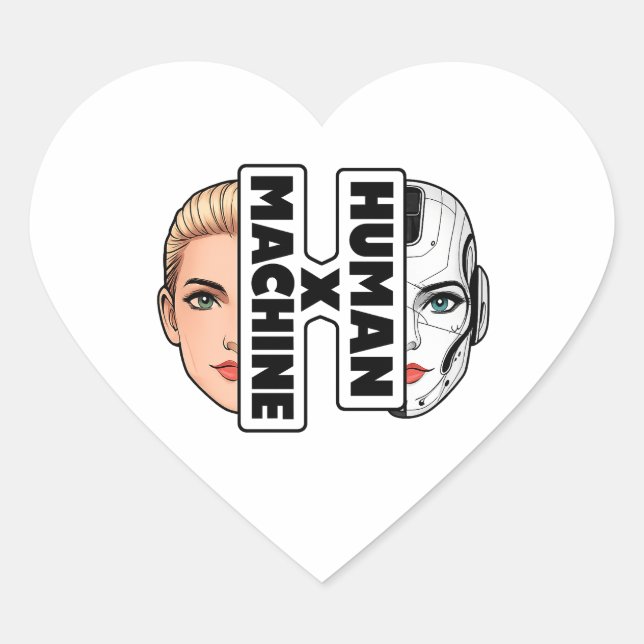 HUMAN x MACHINE Heart Sticker (Front)