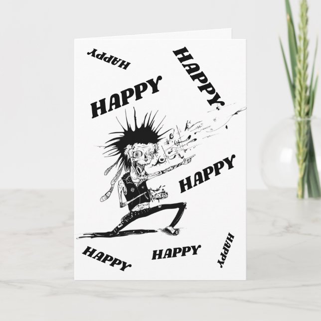 Human Zombie Halloween Greeting Card (Front)