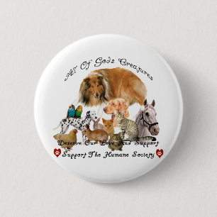 Humane Society All God's Creatures Animal Support 6 Cm Round Badge