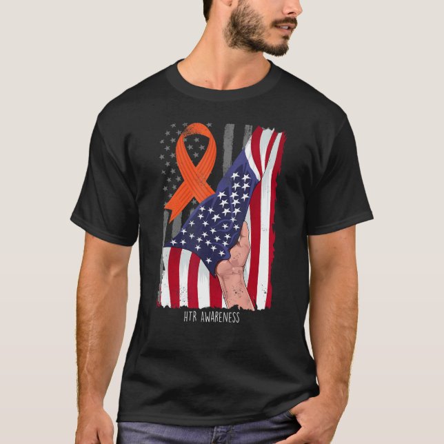 Humane Treatment of Refugees HTR American Flag Ora T-Shirt (Front)
