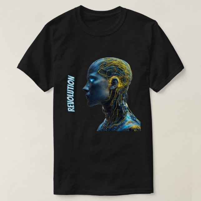 Humanoid Robot Face Artificial Intelligence Tech T-Shirt (Design Front)
