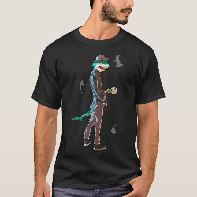 Humanoid Shark Coffee Guy T-Shirt (Front)