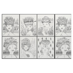 Humanoids in Headdresses  Fabric
