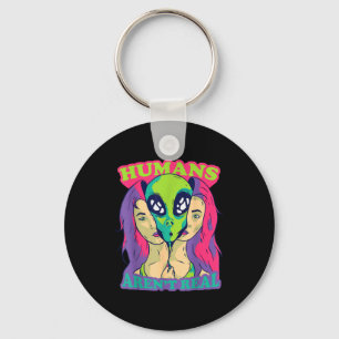 Humans Aren't Real - Funny Comic Style Alien Outer Key Ring