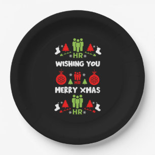 Humans Resources Ugly Santa Xmas Gifts Paper Plate
