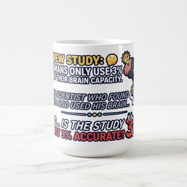 Humans Use 3 Percent Brain Funny Science Coffee Mug (Center)