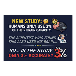 Humans Use 3 Percent Brain Funny Science Poster