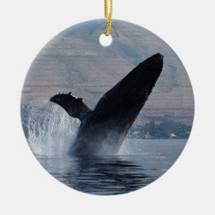humback whale breaching ceramic tree decoration