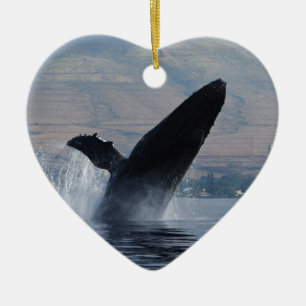 humback whale breaching ceramic tree decoration