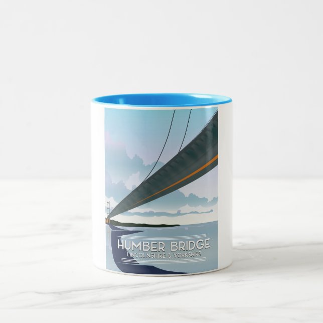 Humber Bridge, Lincolnshire & Yorkshire Two-Tone Coffee Mug (Center)
