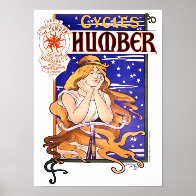 Humber Cycles 1890s Vintage Advertising Poster (Front)