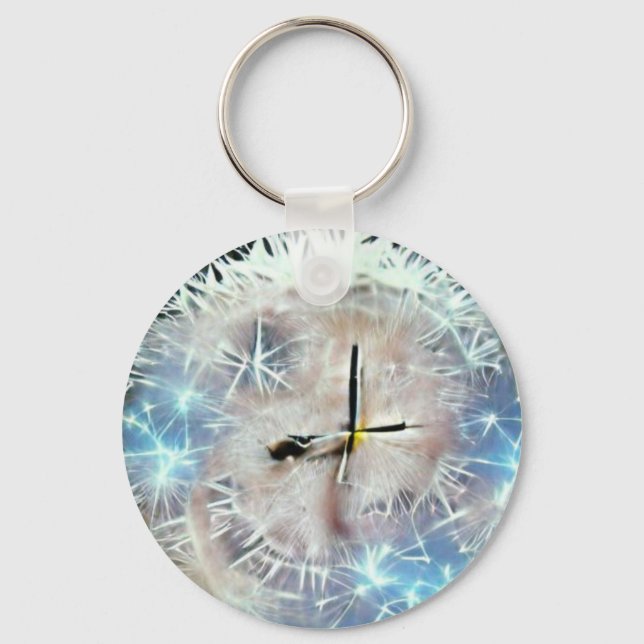 Humble dandelion clock A.I. enhanced photo.  Key Ring (Front)