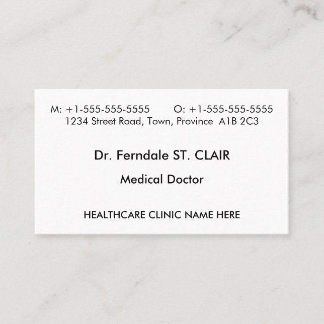 Humble Healthcare Professional Business Card (Front)