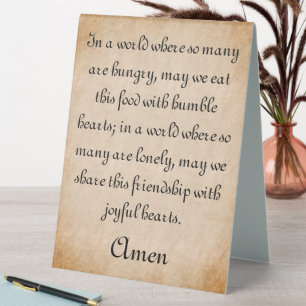 Humble Hearts Mealtime Prayer Tabletop Sign