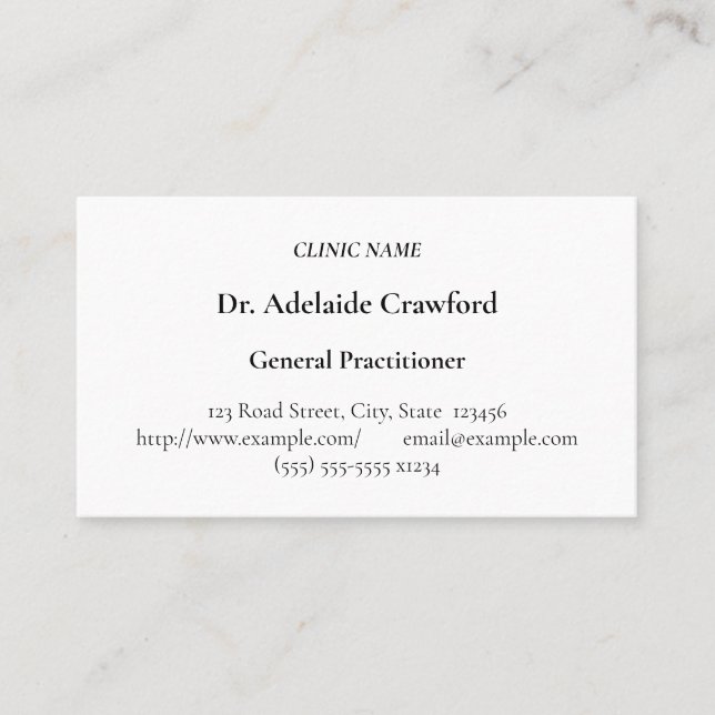Humble, Medical Specialist Business Card (Front)