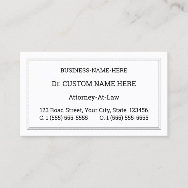 Humble, Plain Lawyer Business Card (Front)