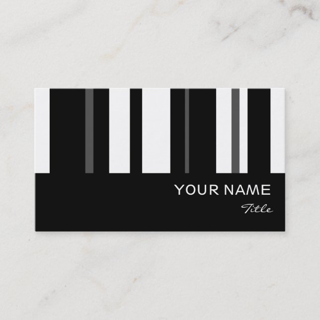 Humbug stripe business card black vertical (Front)