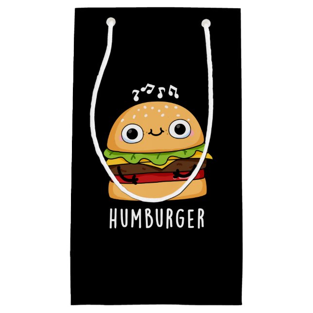 Humburger Funny Humming Burger Pun Dark BG Small Gift Bag (Front)