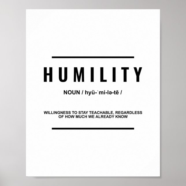 Humility Definition | Inspirational Quote Poster (Front)