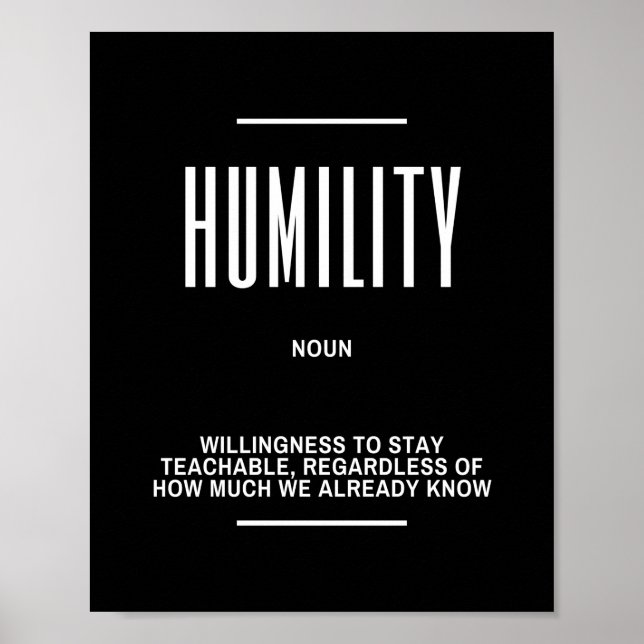 Humility Motivational Quote Poster (Front)