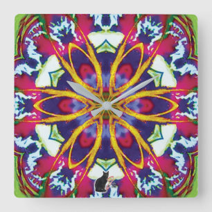 Hummers Kaleidoscope Square Wall Clock