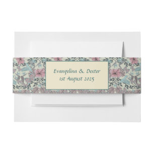 Humming bird and hibiscus pattern - belly band invitation belly band