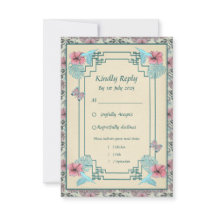 Humming bird and Hibiscus - Wedding response card
