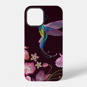 Humming bird and orchid exotic tropical flowers se iPhone 12 case