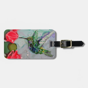 Humming Bird And Red Flowers Luggage Tag