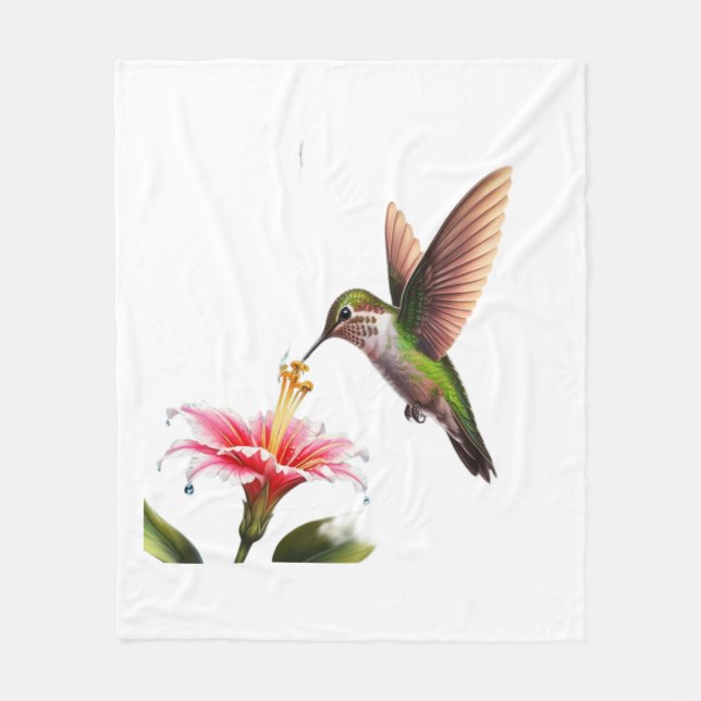 Humming Bird at Lunch Fleece Blanket (Front)