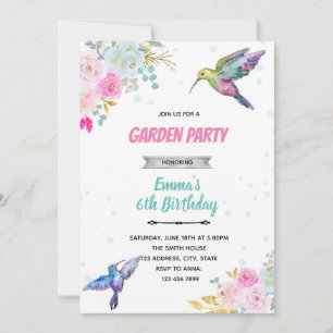 Humming bird birthday invitation