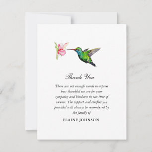 Humming bird Floral Funeral Photo Thank you  Card
