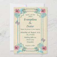 Humming bird & Hibiscus - Wedding Invitation