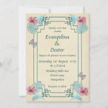 Humming bird & Hibiscus - Wedding Invitation