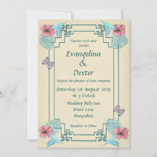 Humming bird & Hibiscus - Wedding Invitation