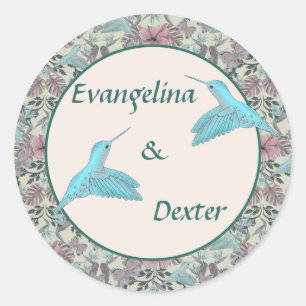 Humming bird & Hibiscus - wedding sticker