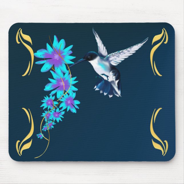 Humming Bird In Blue Mousepad (Front)