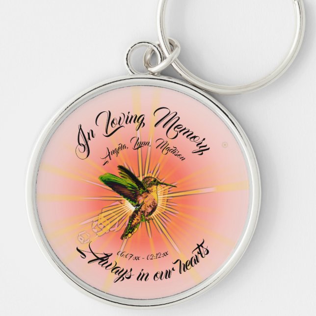 Humming Bird, In Loving Memory Key Ring (Front)