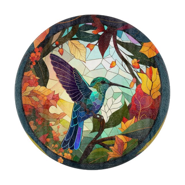 Humming Bird Stained Glass Cutting Board (Front)