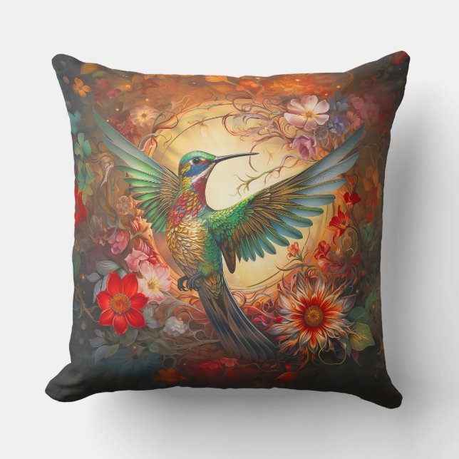 Humming Bird Throw Pillow (Front)