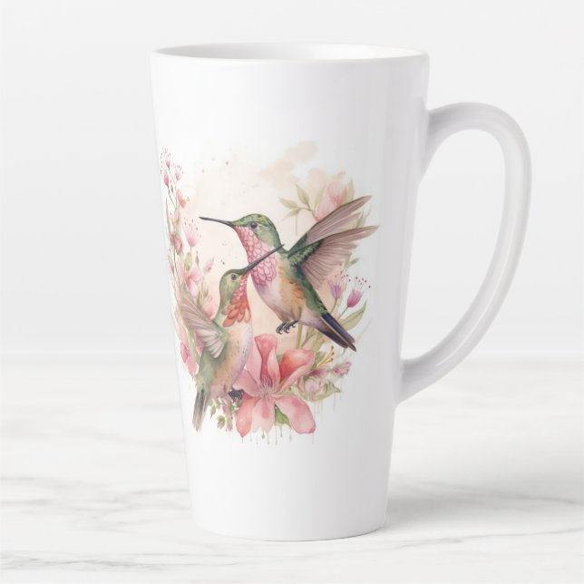 Humming Bird with Flowers Latte Mug (Right)