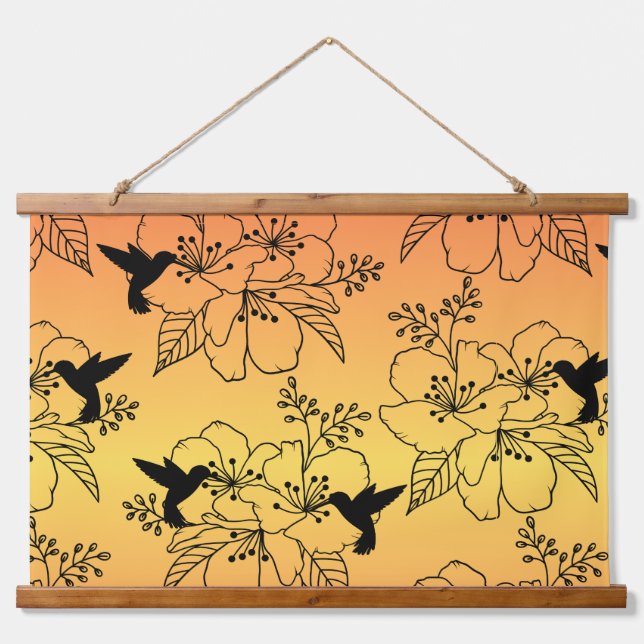 Humming Bird Wood Topped Wall Tapestry (Front)