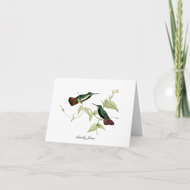 Humming Birds and flower Folded Thank You Card (Front)