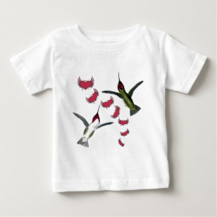 Humming Birds Grunge Hearts with Wings Baby T-Shirt